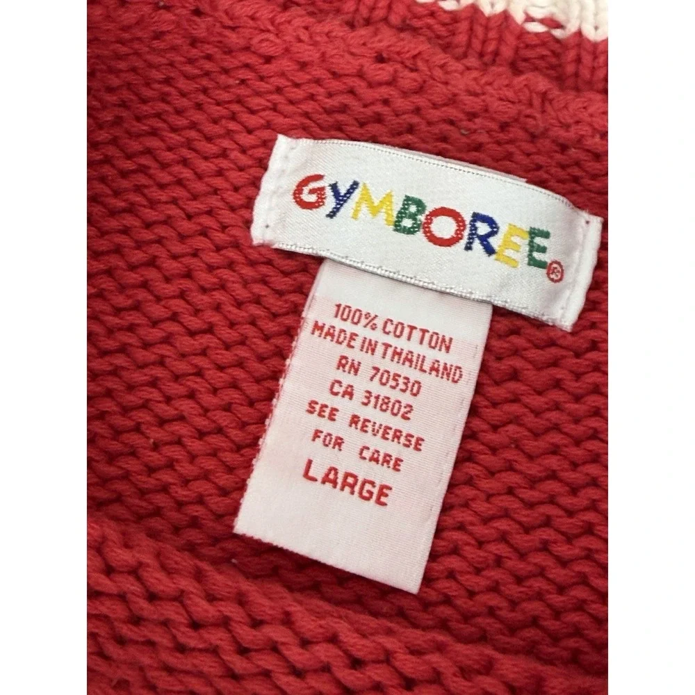 Vintage Gymboree Star Nautical Christmas Holiday Sweater Red Knit Kids Size L